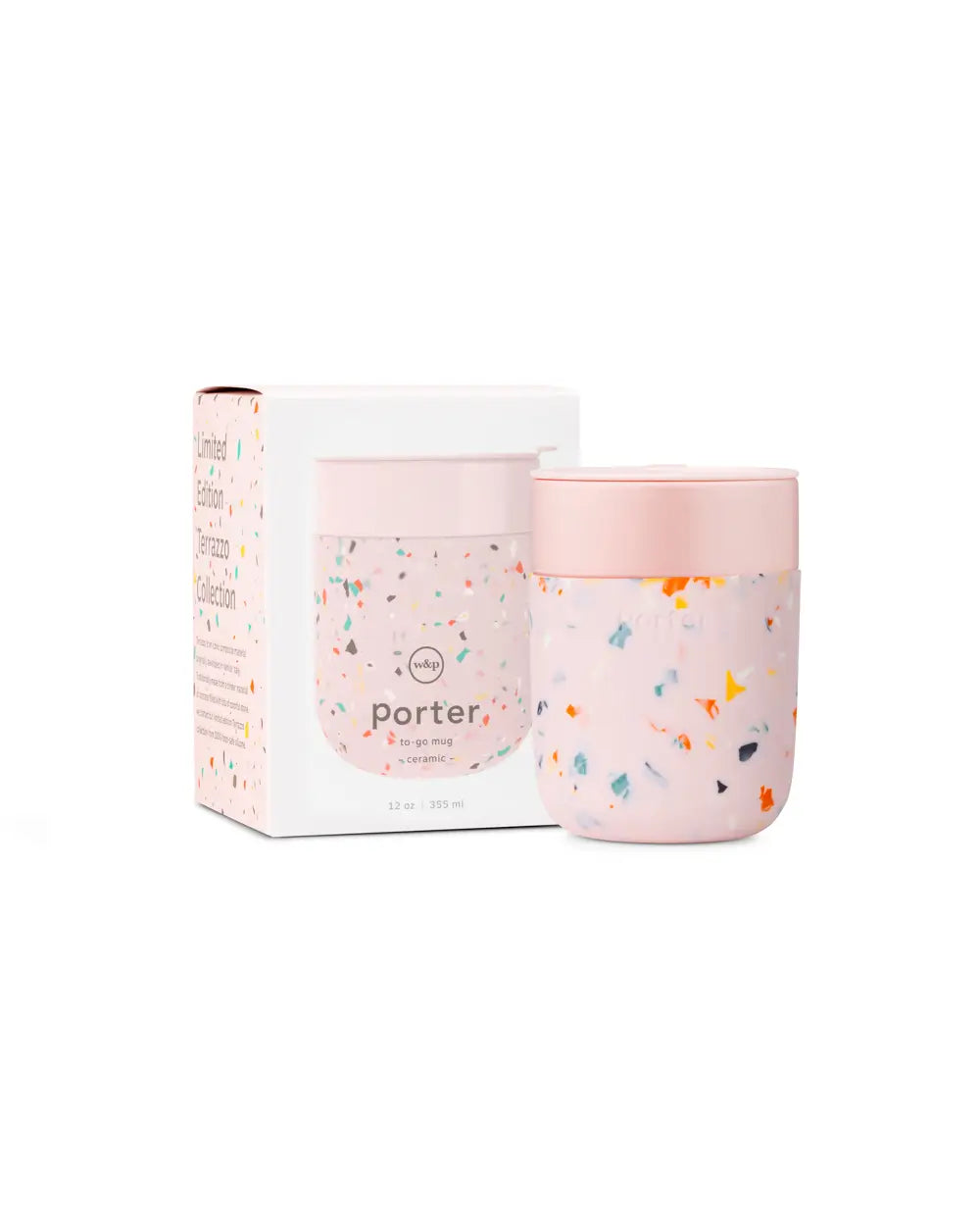 12 oz Terrazzo Porter Mug In Blush | 4.4" x 3" x 3" Food Safe Silicone