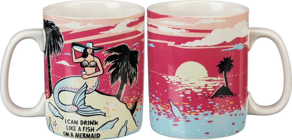 I Can Drink Like A Fish I'm A Mermaid Stoneware Coffee Mug | Pack of 4