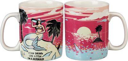 I Can Drink Like A Fish I'm A Mermaid Stoneware Coffee Mug | Pack of 4