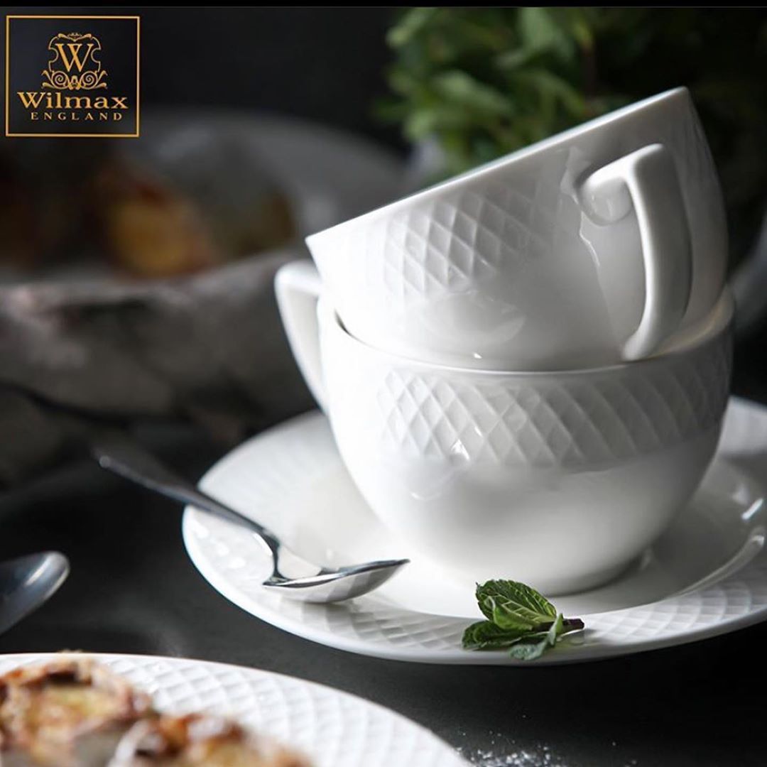 Wilmax Fine Porcelain White 3 Oz | 90 Ml Coffee Cup & Saucer Set Of 6 In Gift Box WL-880107/6C