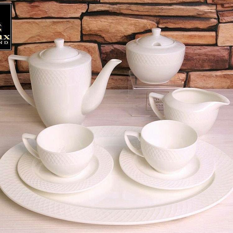 Wilmax Fine Porcelain White 3 Oz | 90 Ml Coffee Cup & Saucer Set Of 6 In Gift Box WL-880107/6C